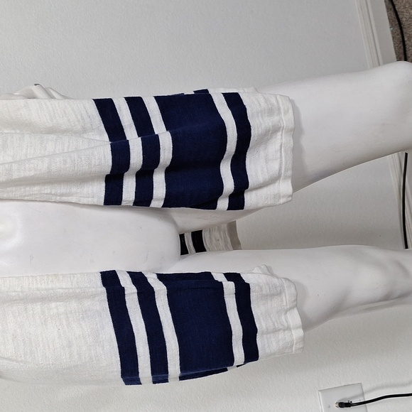 Lands' End White Blue Two Tone Striped Nautical Open Front Cardigan Size XL - Picture 4 of 14